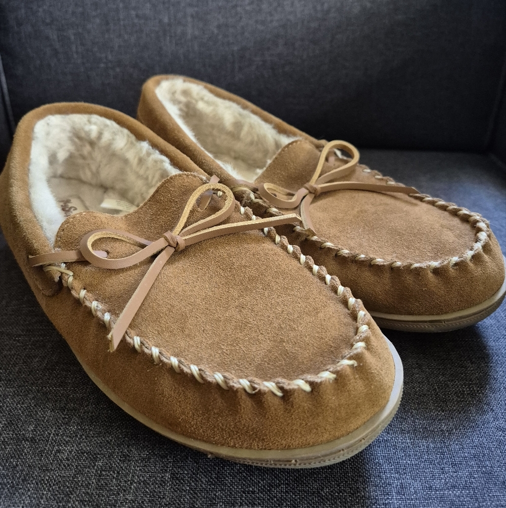 MySlippers Brown Leather Moccasin Slippers